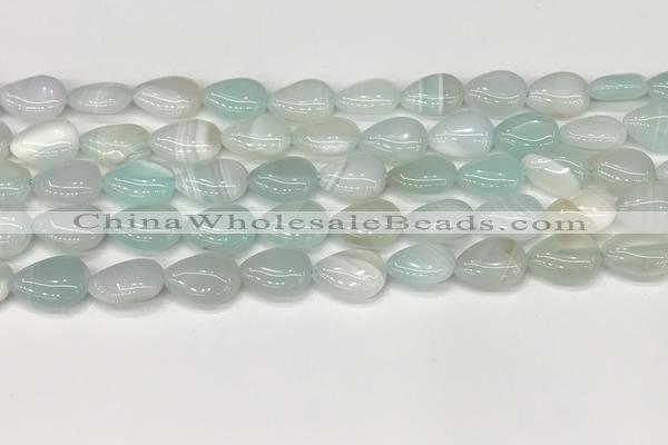 CAA4690 15.5 inches 10*14mm flat teardrop banded agate beads wholesale