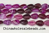 CAA4712 15.5 inches 15*20mm flat teardrop banded agate beads wholesale