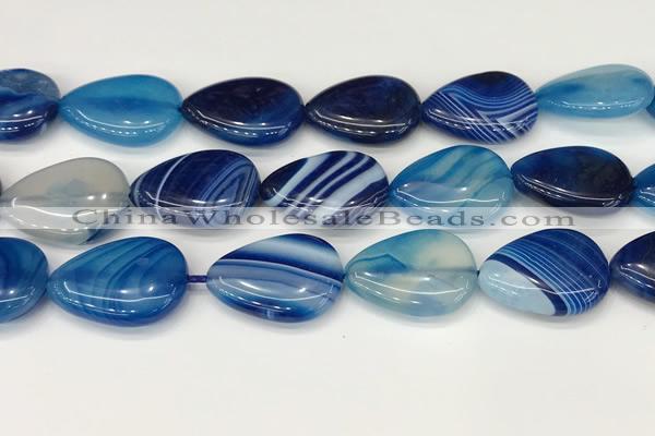 CAA4723 15.5 inches 18*25mm flat teardrop banded agate beads wholesale