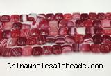 CAA4729 15.5 inches 10*10mm square banded agate beads wholesale