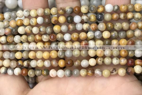 CAA4933 15.5 inches 4mm round yellow crazy lace agate beads wholesale