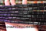 CAA4999 15.5 inches 8*12mm tube black agate beads wholesale