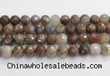 CAA5013 15.5 inches 12mm faceted round flower agate beads