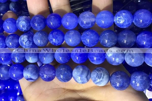 CAA5033 15.5 inches 12mm round blue dragon veins agate beads