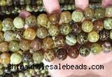 CAA5040 15.5 inches 12mm round yellow dragon veins agate beads