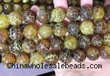 CAA5042 15.5 inches 16mm round yellow dragon veins agate beads