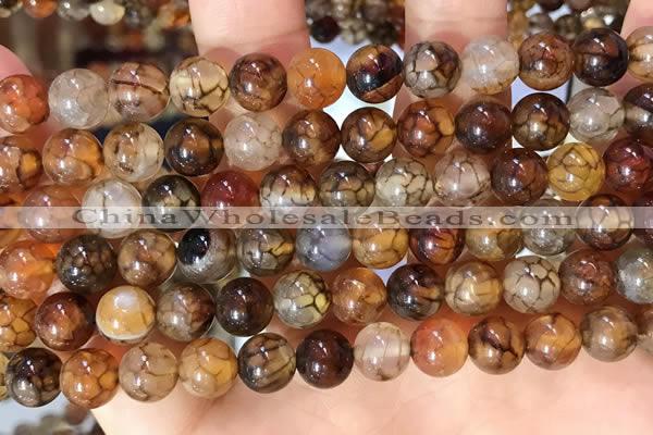 CAA5048 15.5 inches 8mm round dragon veins agate beads wholesale