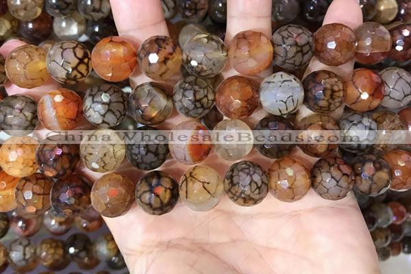 CAA5066 15.5 inches 14mm faceted round dragon veins agate beads