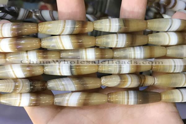 CAA5113 15.5 inches 8*30mm rice striped agate beads wholesale