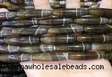 CAA5118 15.5 inches 8*33mm rice striped agate beads wholesale