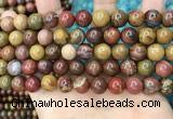 CAA5135 15.5 inches 10mm round red moss agate beads wholesale