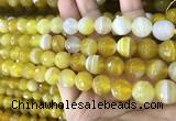 CAA5151 15.5 inches 8mm faceted round banded agate beads