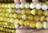 CAA5152 15.5 inches 10mm faceted round banded agate beads