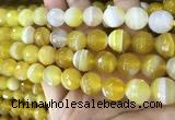 CAA5153 15.5 inches 12mm faceted round banded agate beads