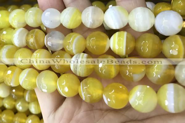 CAA5155 15.5 inches 16mm faceted round banded agate beads