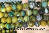 CAA5169 15.5 inches 16mm faceted round banded agate beads