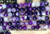 CAA5179 15.5 inches 8mm faceted round banded agate beads