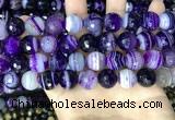 CAA5182 15.5 inches 14mm faceted round banded agate beads