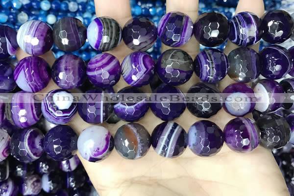 CAA5183 15.5 inches 16mm faceted round banded agate beads