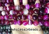 CAA5188 15.5 inches 12mm faceted round banded agate beads