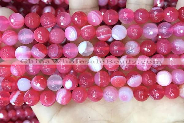 CAA5193 15.5 inches 8mm faceted round banded agate beads