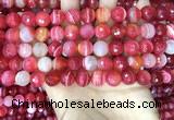 CAA5200 15.5 inches 8mm faceted round banded agate beads