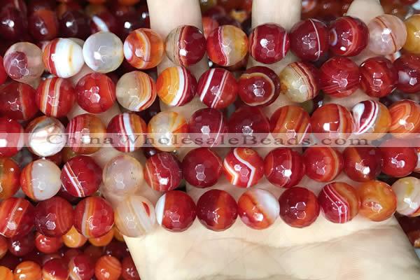 CAA5208 15.5 inches 10mm faceted round banded agate beads