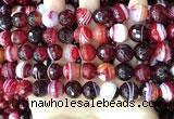 CAA5215 15.5 inches 10mm faceted round banded agate beads