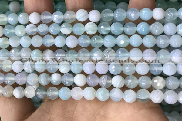 CAA5220 15.5 inches 6mm faceted round banded agate beads