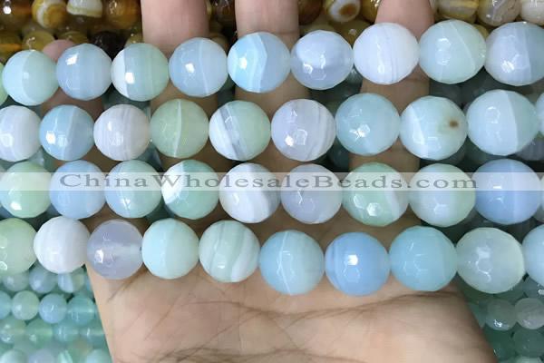 CAA5224 15.5 inches 14mm faceted round banded agate beads