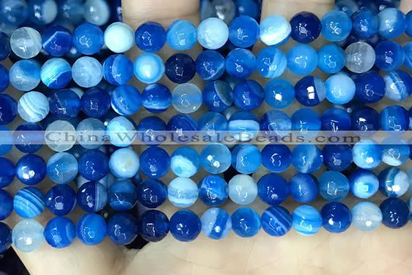 CAA5227 15.5 inches 6mm faceted round banded agate beads