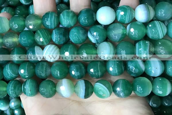 CAA5237 15.5 inches 12mm faceted round banded agate beads