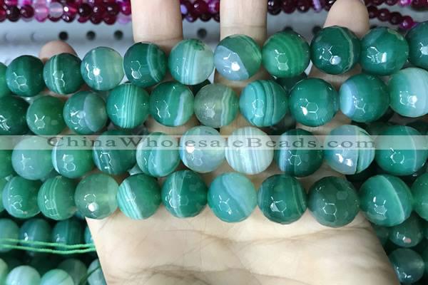 CAA5238 15.5 inches 14mm faceted round banded agate beads