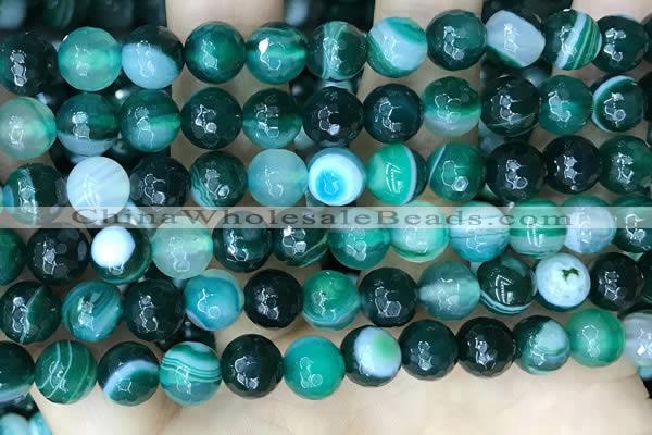 CAA5242 15.5 inches 8mm faceted round banded agate beads