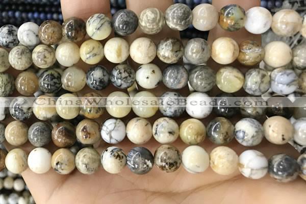 CAA5257 15.5 inches 8mm round dendrite agate beads wholesale