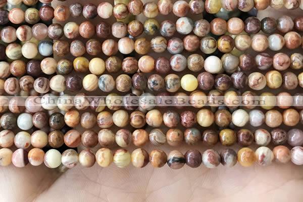 CAA5270 15.5 inches 4mm round natural red crazy lace agate beads
