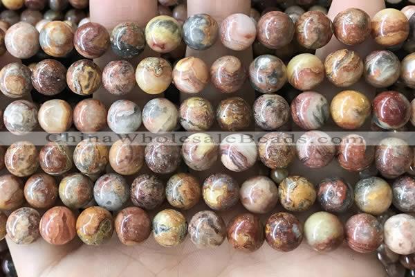 CAA5272 15.5 inches 8mm round natural red crazy lace agate beads