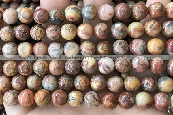 CAA5273 15.5 inches 10mm round natural red crazy lace agate beads