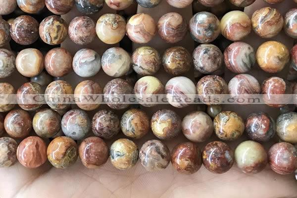 CAA5274 15.5 inches 12mm round natural red crazy lace agate beads