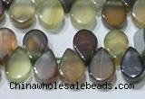 CAA5303 Top drilled 6*8mm flat teardrop line agate beads