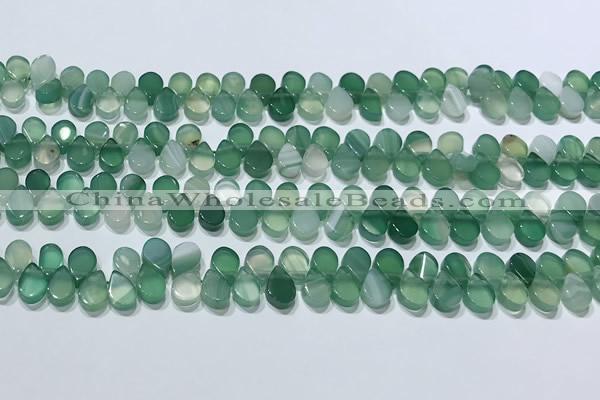 CAA5307 Top drilled 6*8mm flat teardrop line agate beads