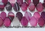 CAA5308 Top drilled 6*8mm flat teardrop line agate beads