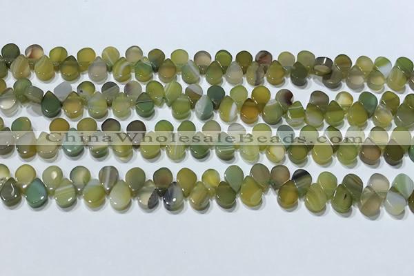 CAA5311 Top drilled 6*8mm flat teardrop line agate beads