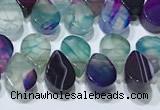 CAA5313 Top drilled 6*8mm flat teardrop line agate beads