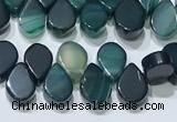 CAA5317 Top drilled 6*8mm flat teardrop line agate beads