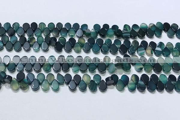 CAA5317 Top drilled 6*8mm flat teardrop line agate beads