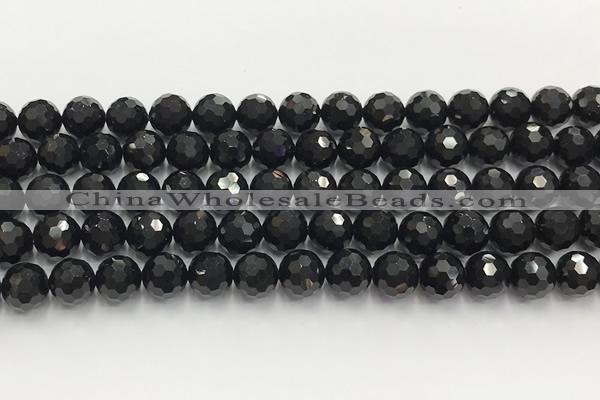 CAA5339 15.5 inches 10mm faceted round black onyx beads wholesale