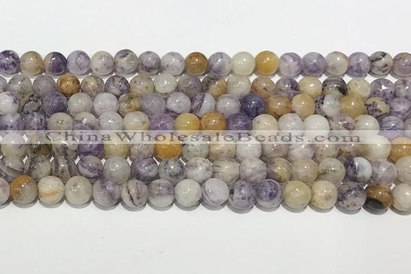 CAA5486 15 inches 6mm round purple flower stone beads