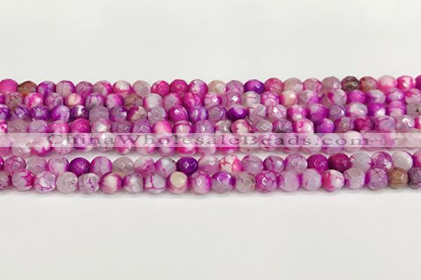 CAA5502 15 inches 6mm faceted round fire crackle agate beads