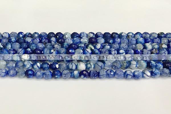 CAA5507 15 inches 6mm faceted round fire crackle agate beads